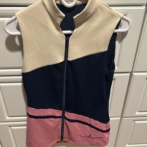 Women’s Sleeveless Colorblock Zip-Front Top in Navy, Blush & Cream